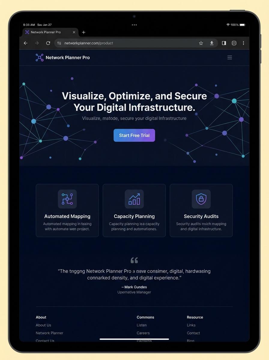 Landing page for digital product Network planner