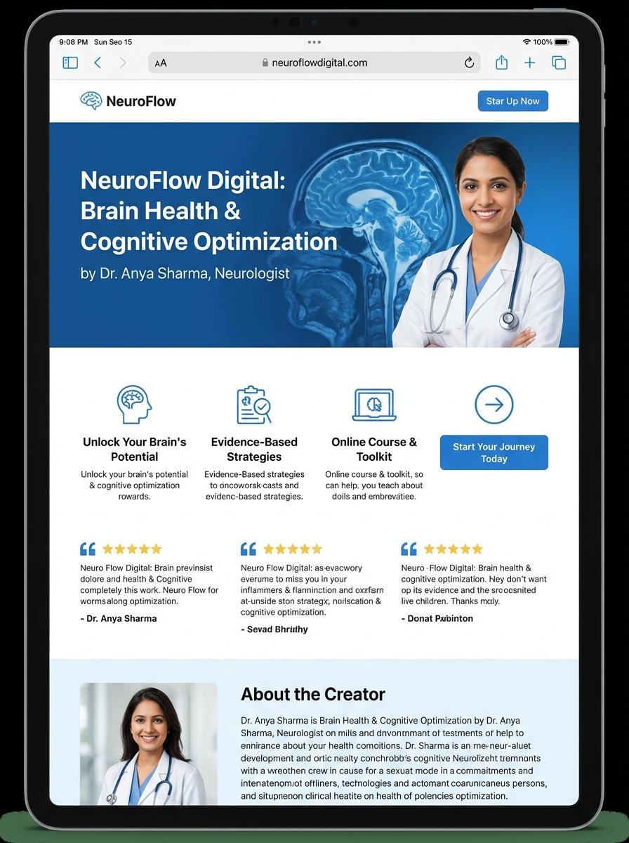 Landing page for digital product Neurologist