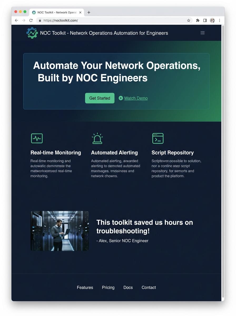 Landing page for digital product NOC Engineer