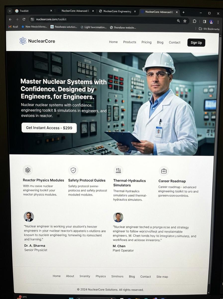 Landing page for digital product Nuclear engineer