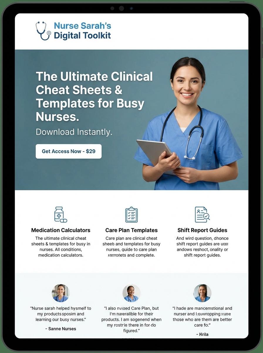 Landing page for digital product Nurse