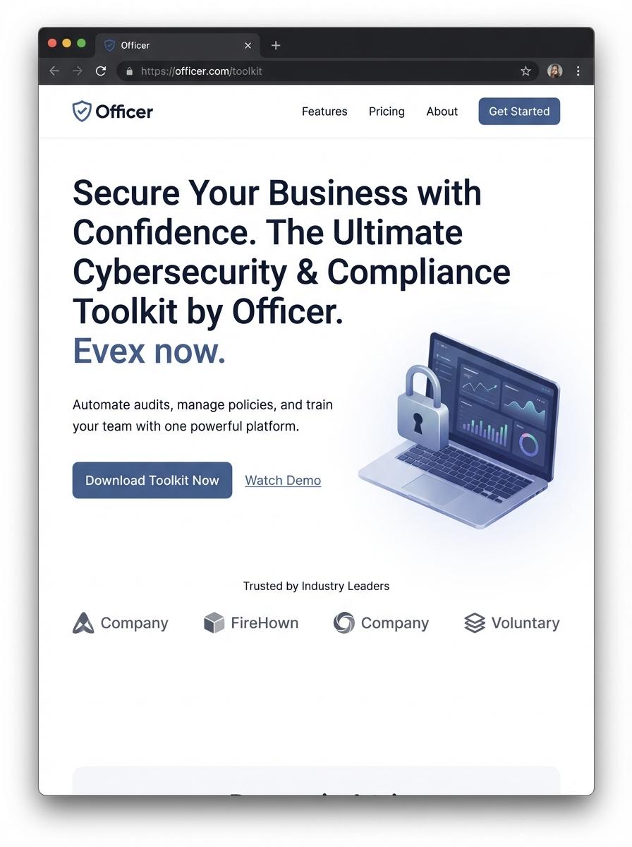 Landing page for digital product Officer