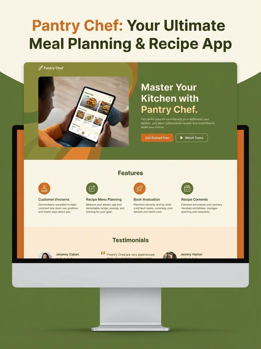 Landing page for digital product Pantry chef