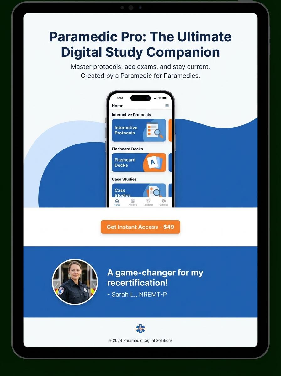Landing page for digital product Paramedic