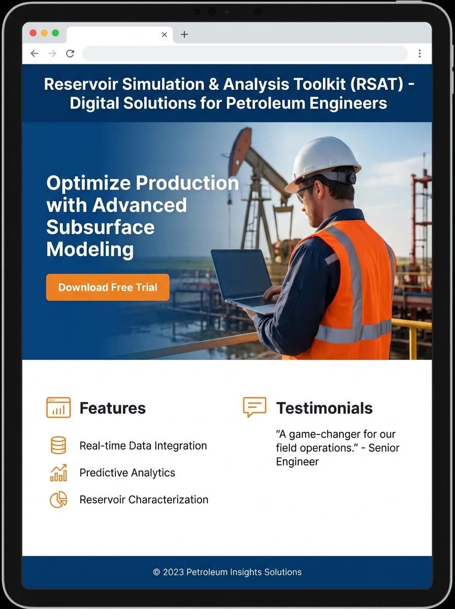 Landing page for digital product Petroleum engineer