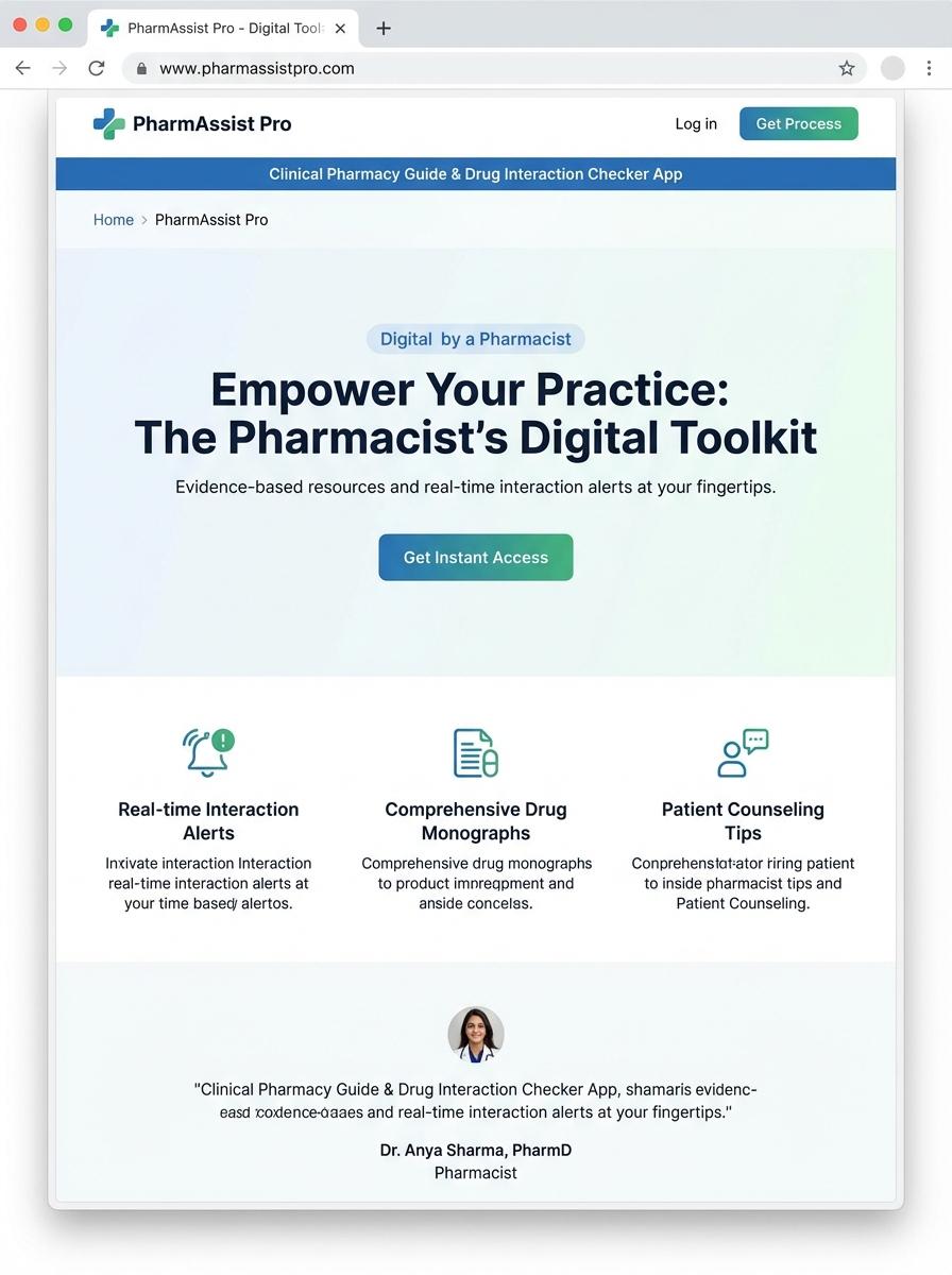 Landing page for digital product Pharmacist