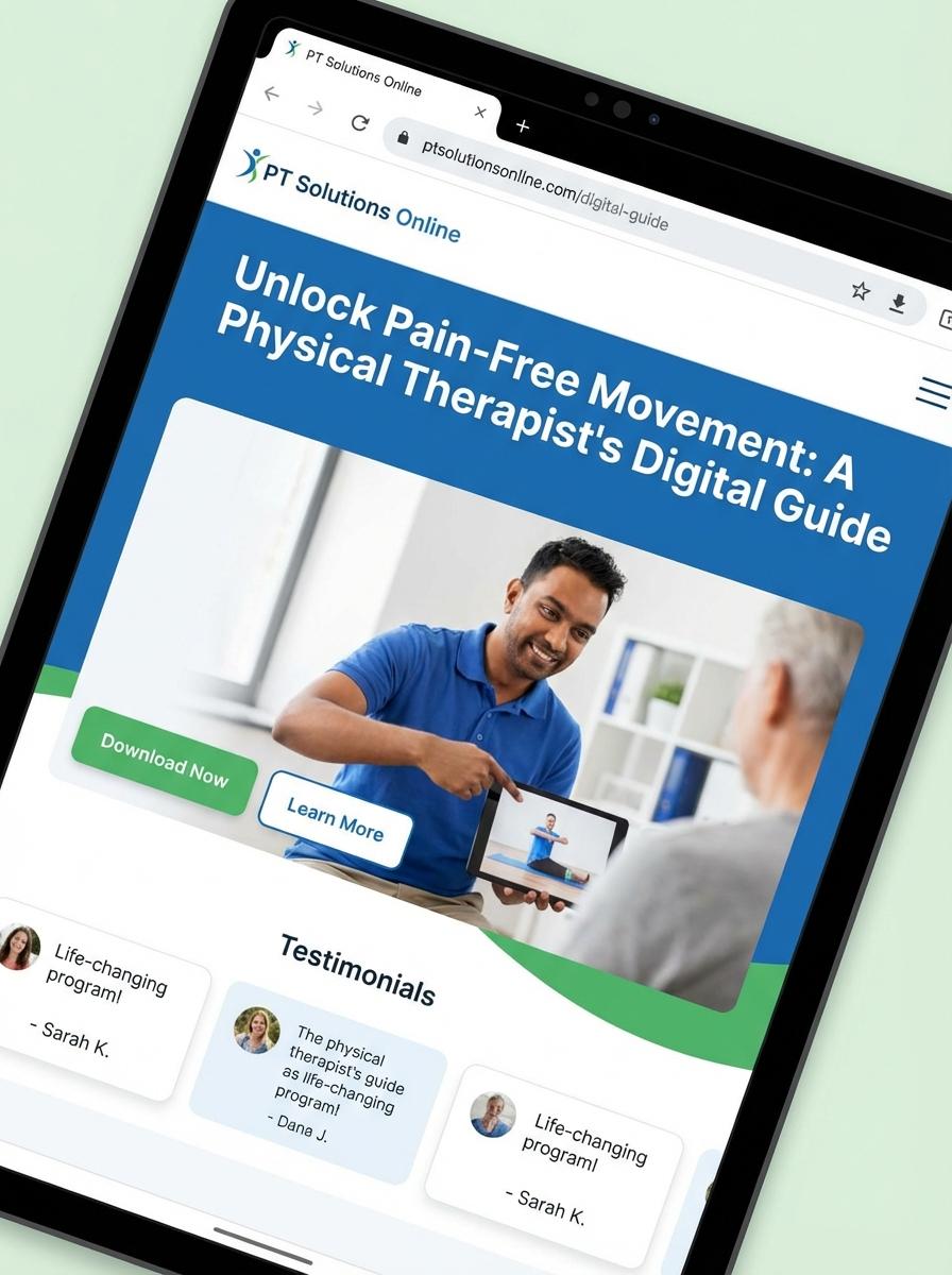 Landing page for digital product Physical therapist