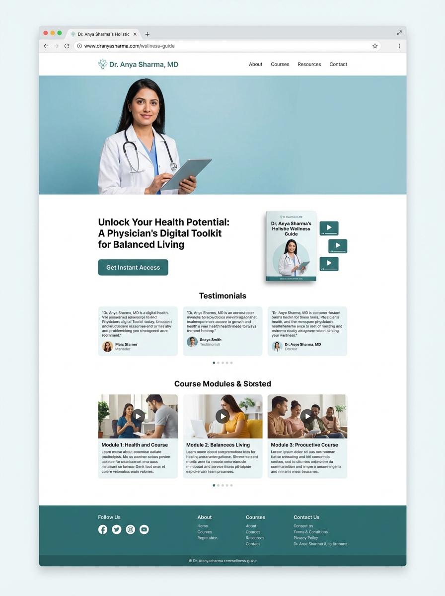 Landing page for digital product Physician
