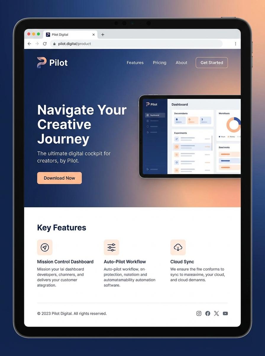 Landing page for digital product Pilot