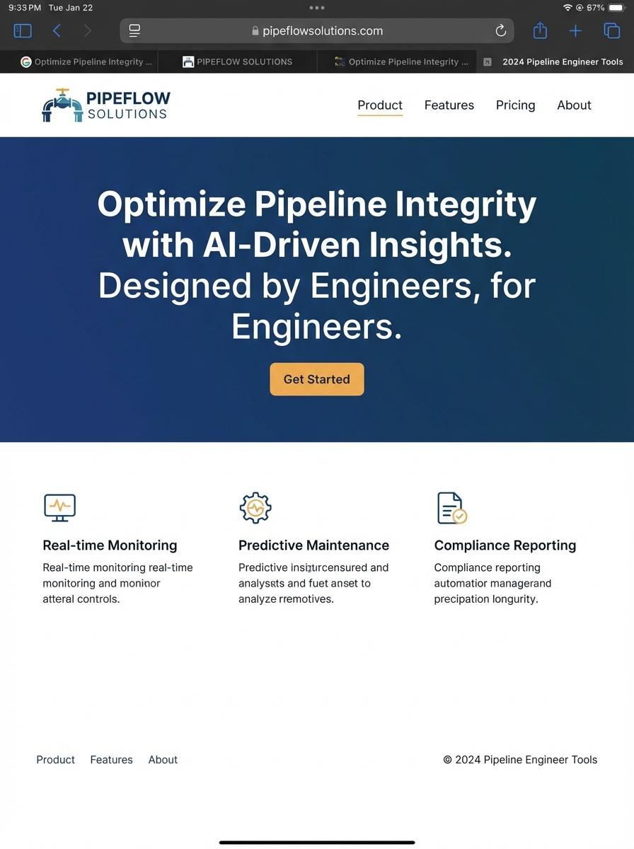 Landing page for digital product Pipeline engineer