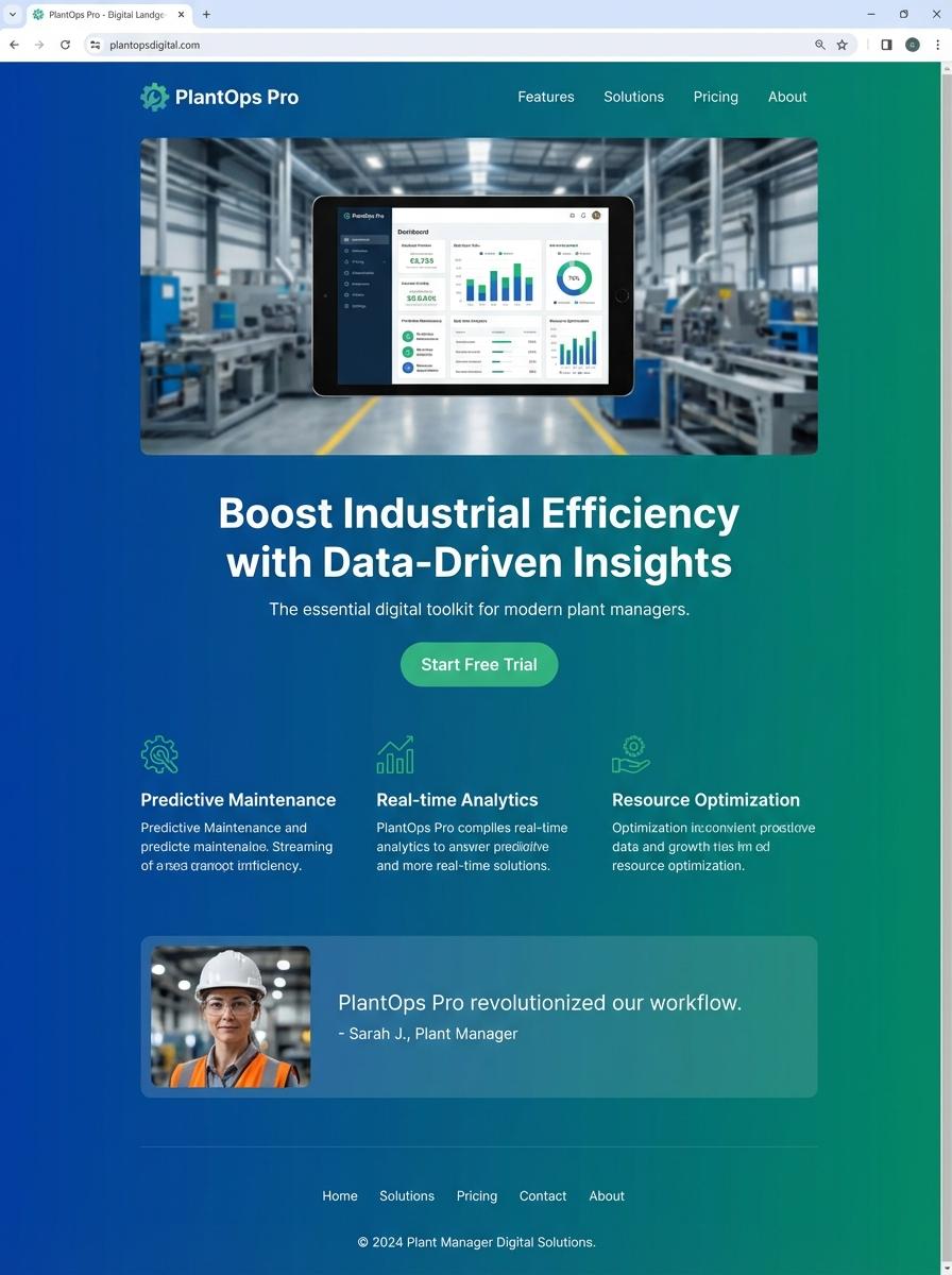 Landing page for digital product Plant manager