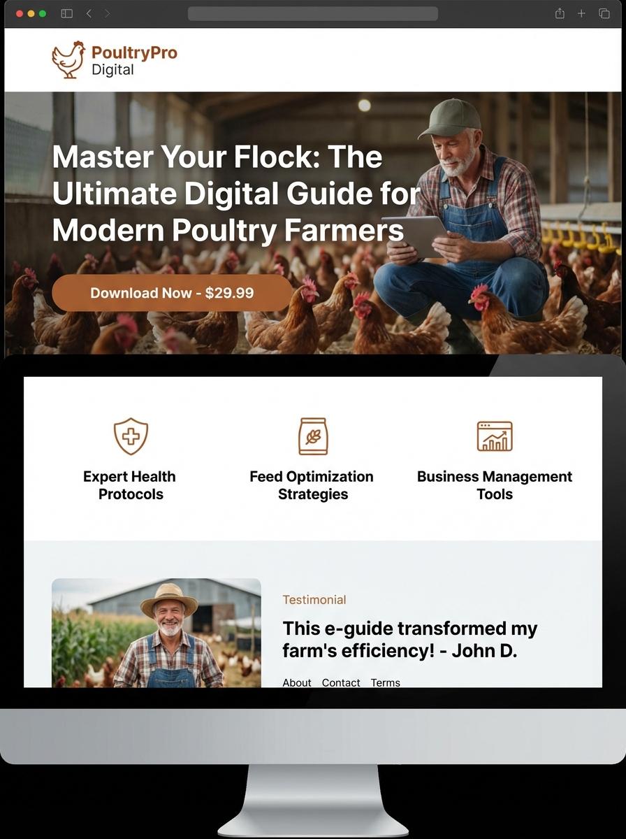 Landing page for digital product Poultry farmer
