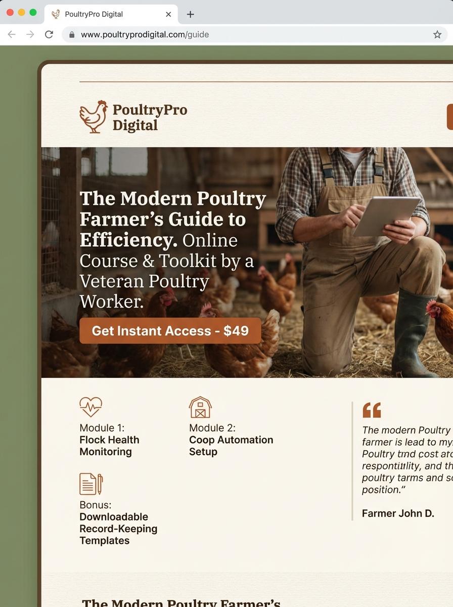 Landing page for digital product Poultry worker