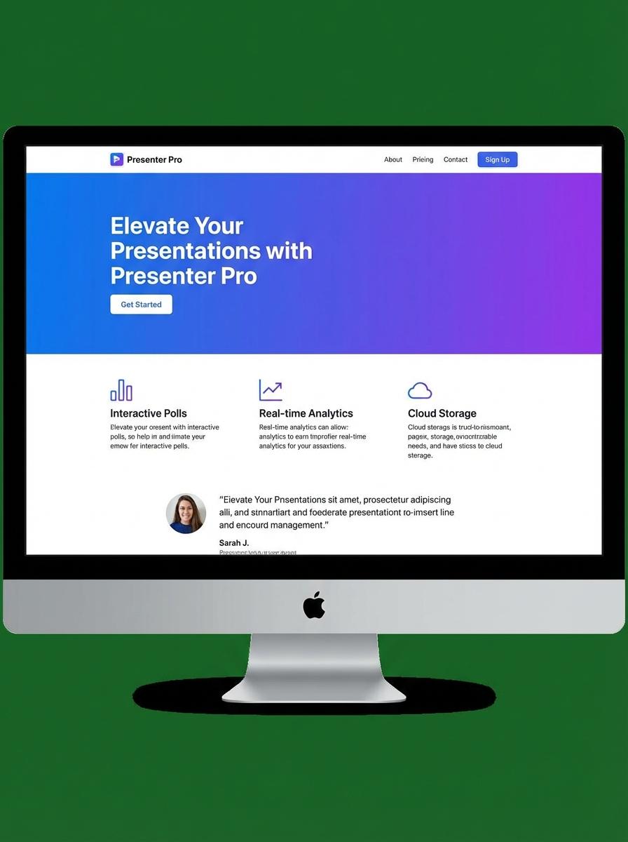 Landing page for digital product presenter
