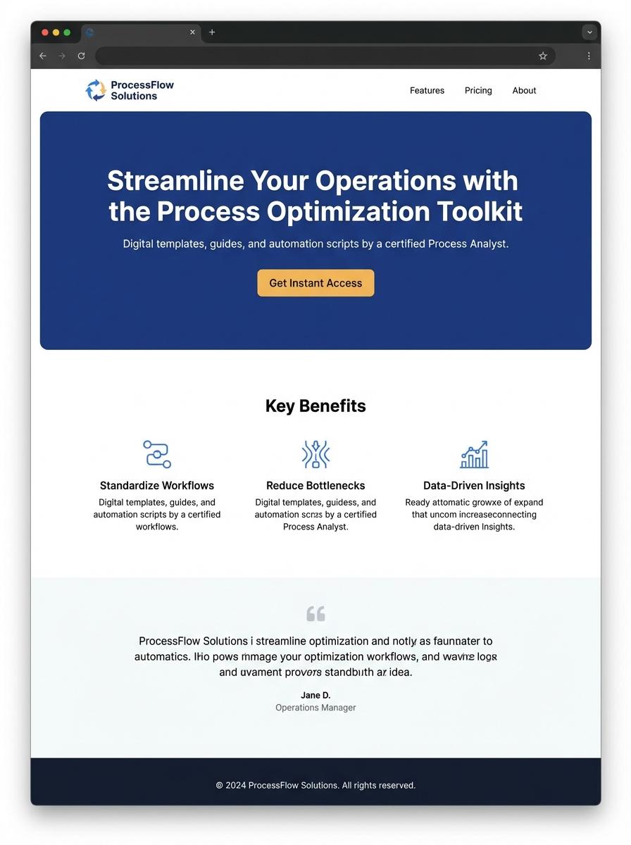 Landing page for digital product Process analyst