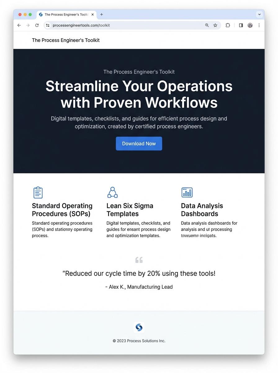 Landing page for digital product Process engineer