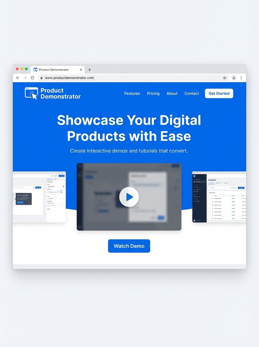 Landing page for digital product Product Demonstrator
