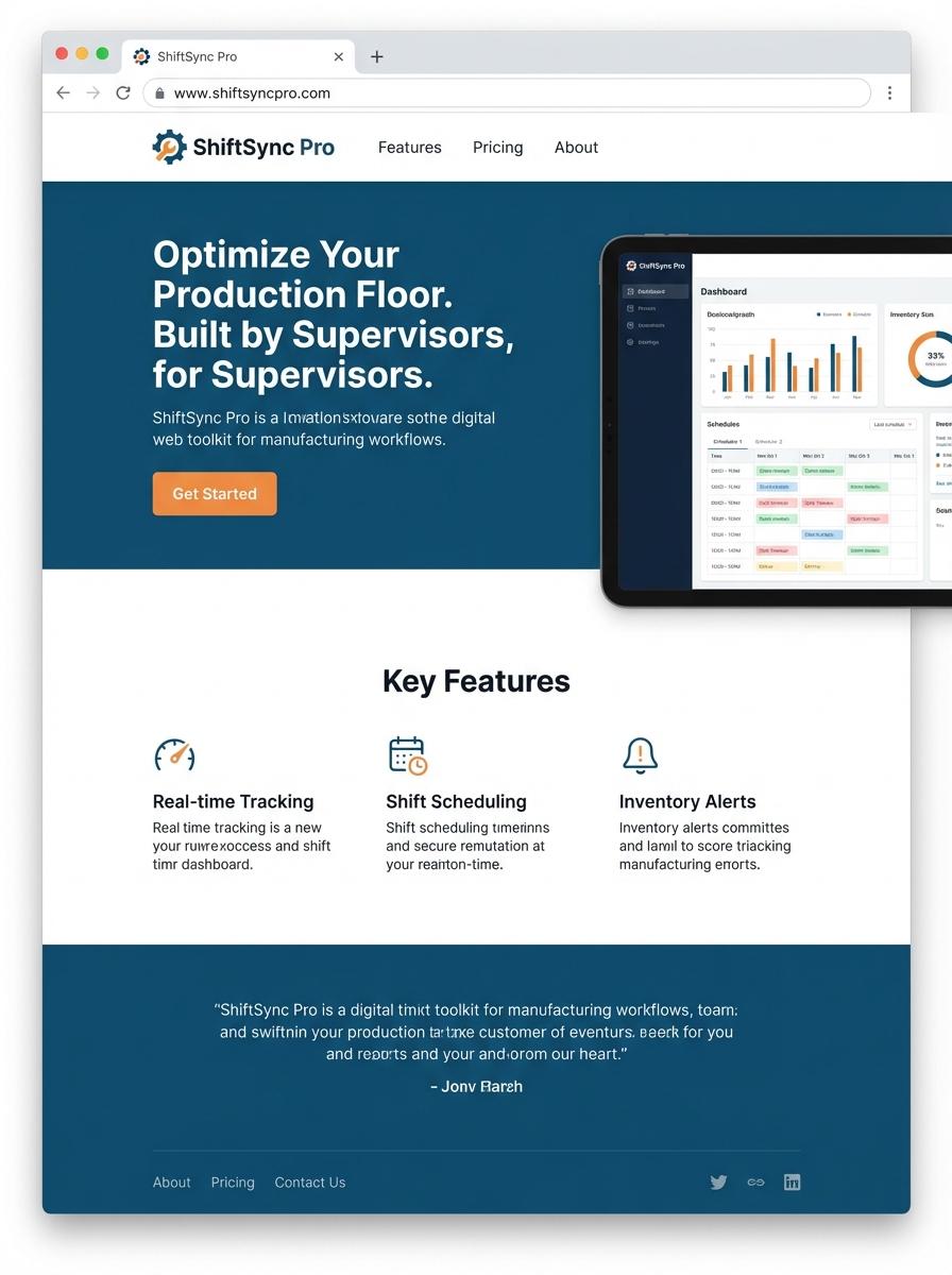 Landing page for digital product Production supervisor