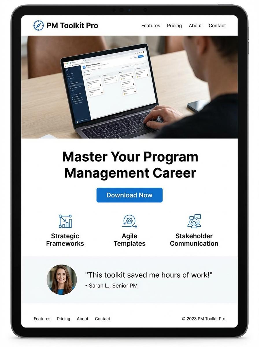 Landing page for digital product Program manager