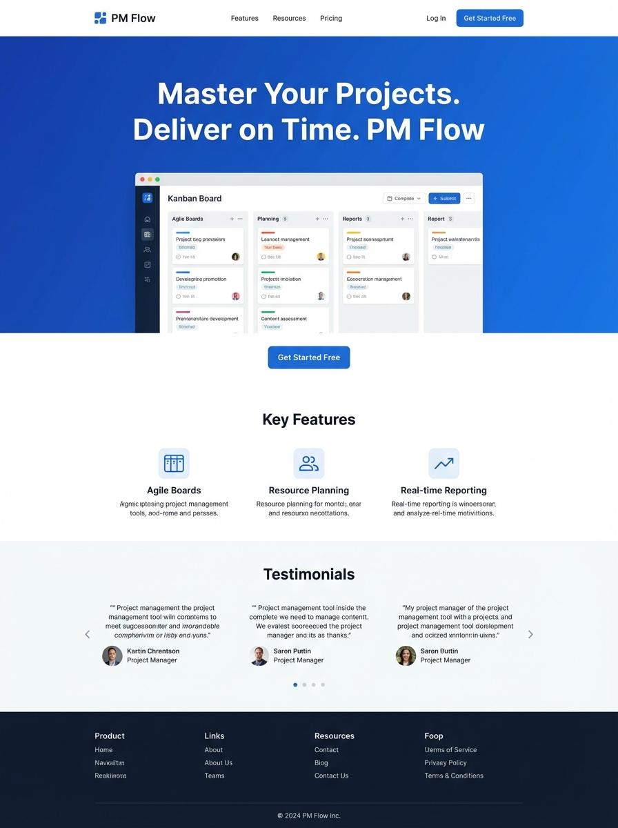 Landing page for digital product Project Manager