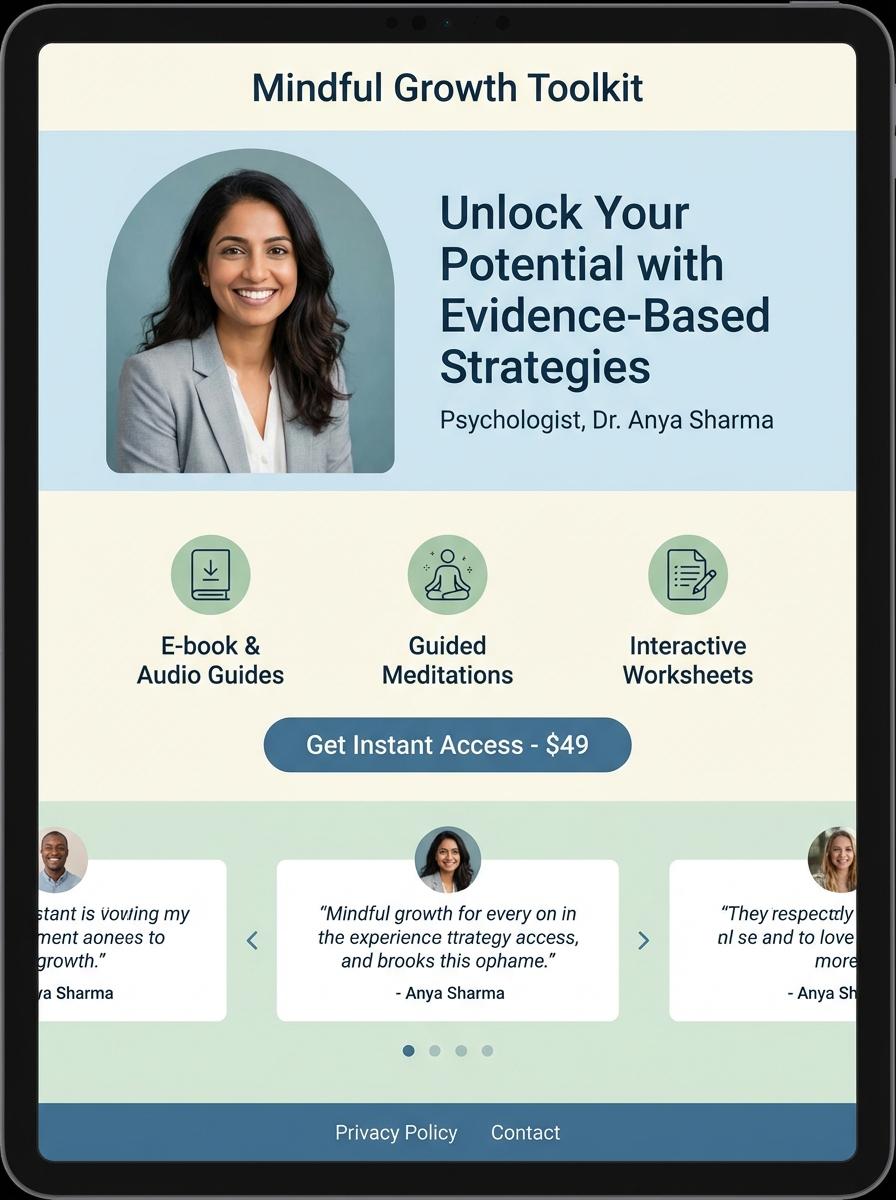 Landing page for digital product Psychologist