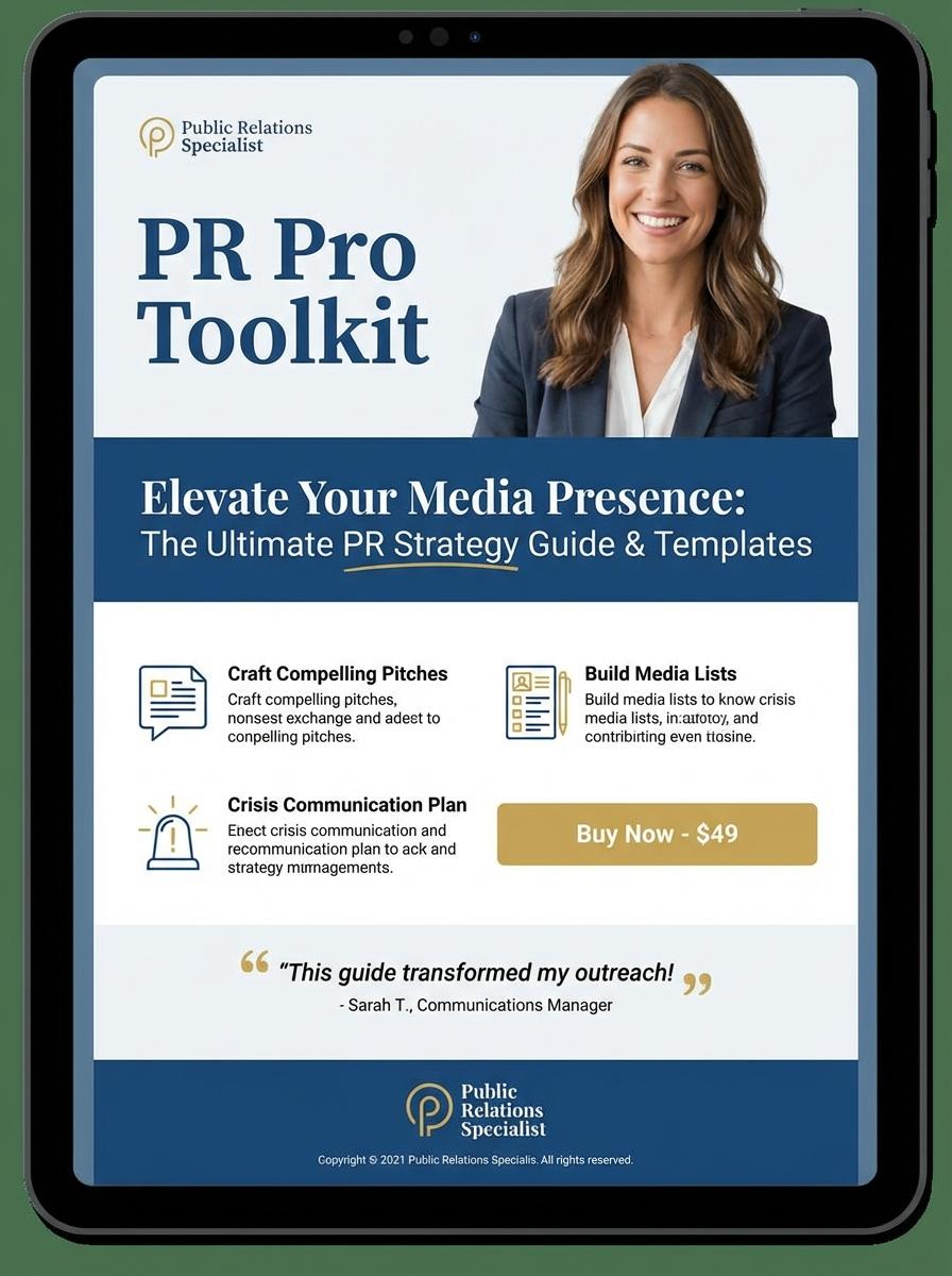 Landing page for digital product public relations specialist