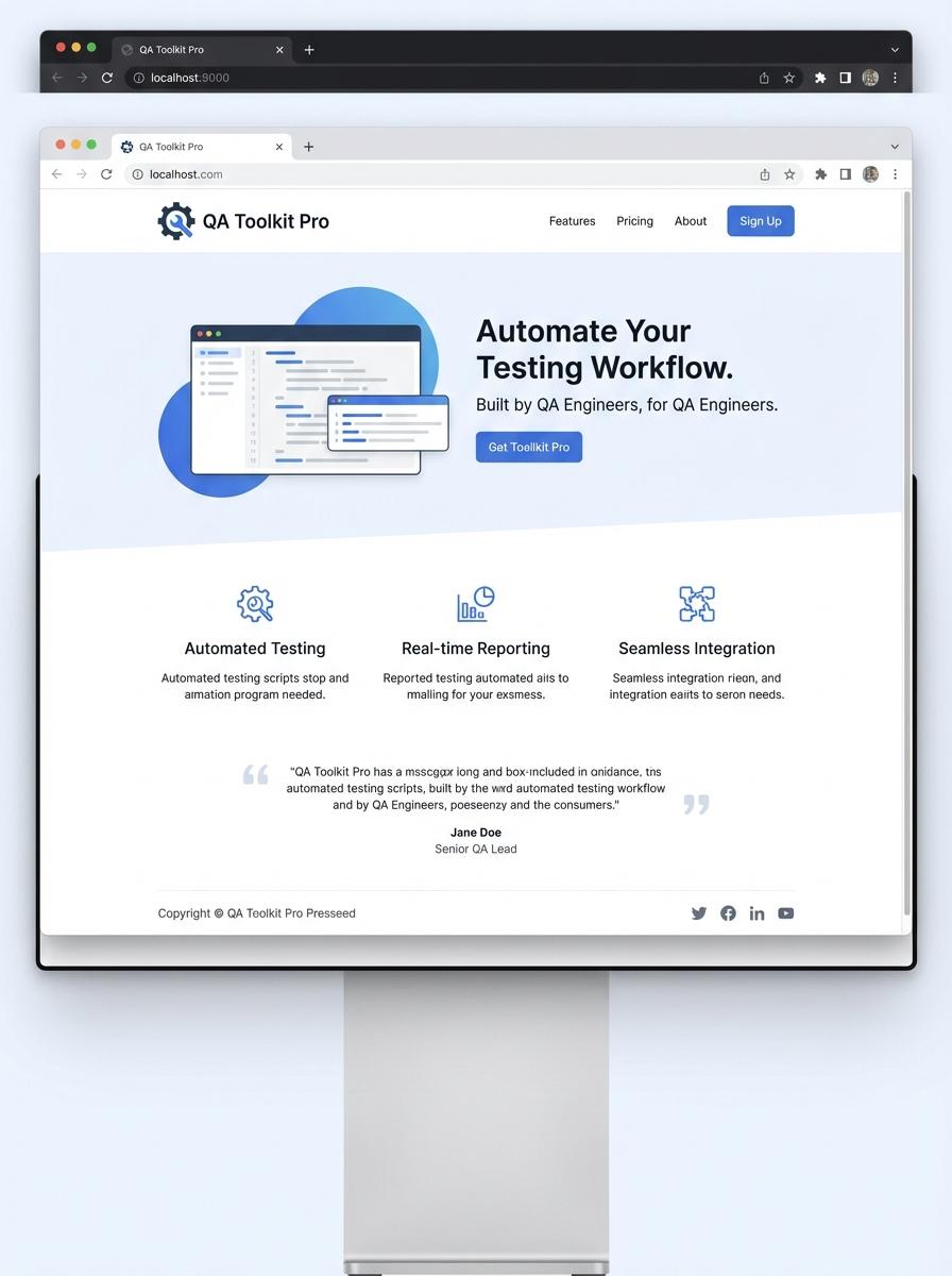 Landing page for digital product Quality Assurance Engineer