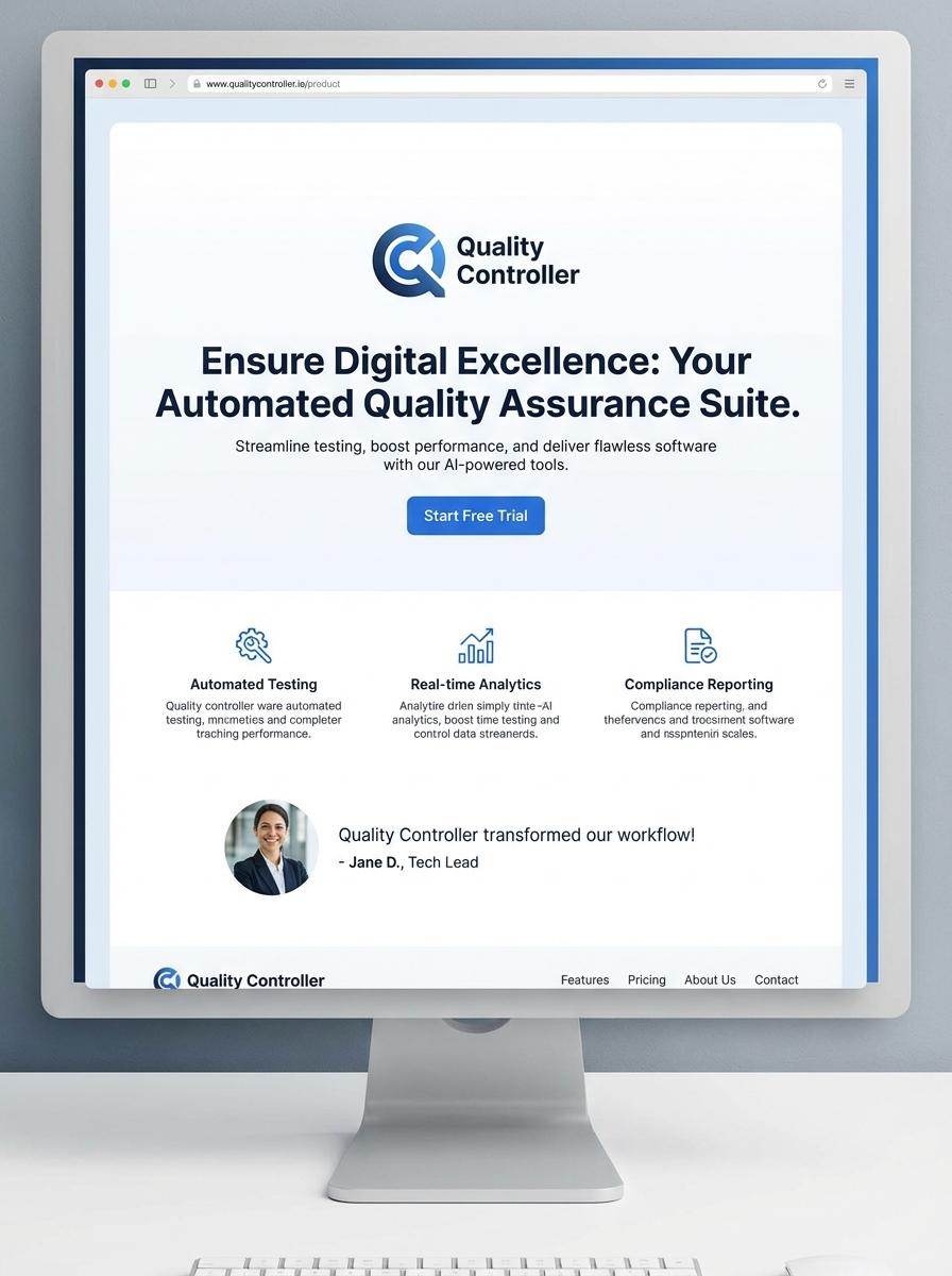 Landing page for digital product Quality Controller
