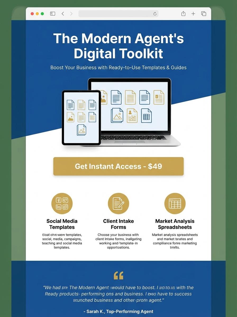 Landing page for digital product Real Estate Agent