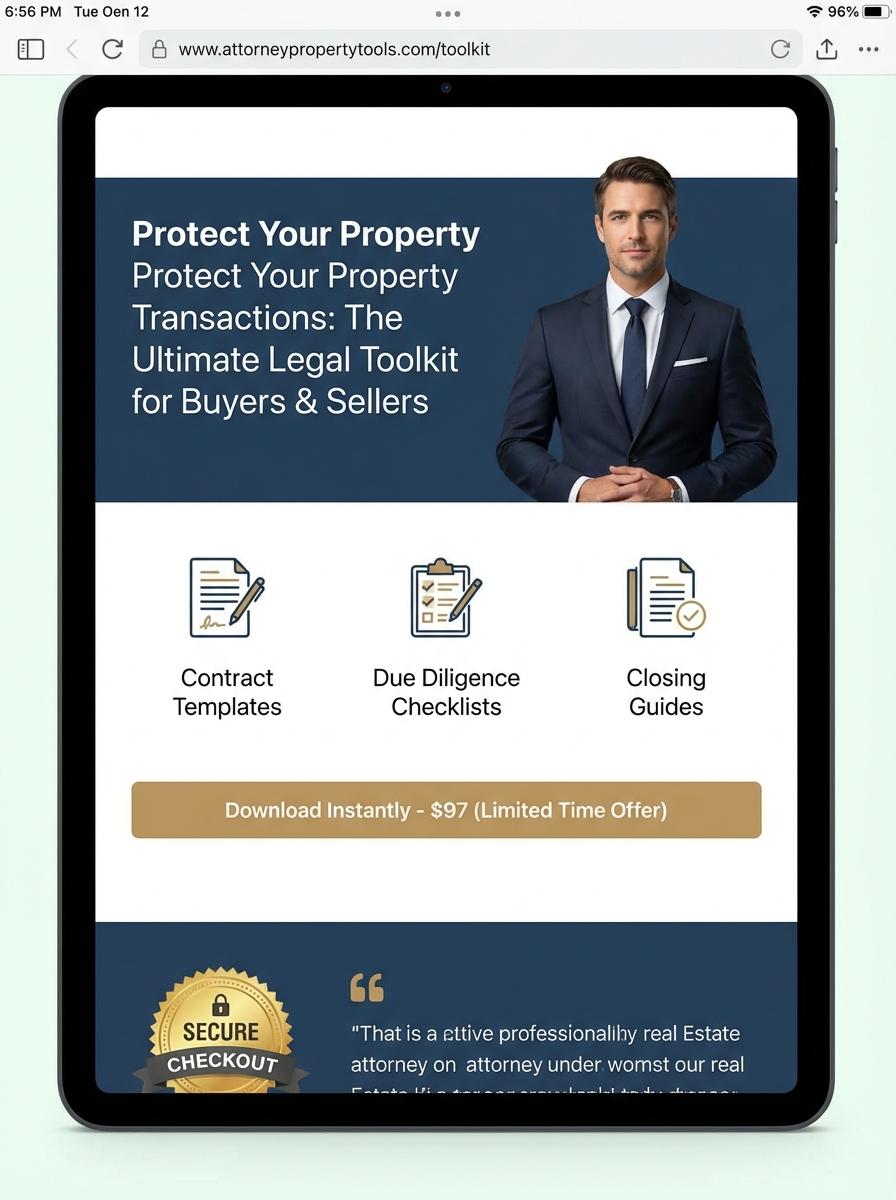 Landing page for digital product Real Estate Attorney