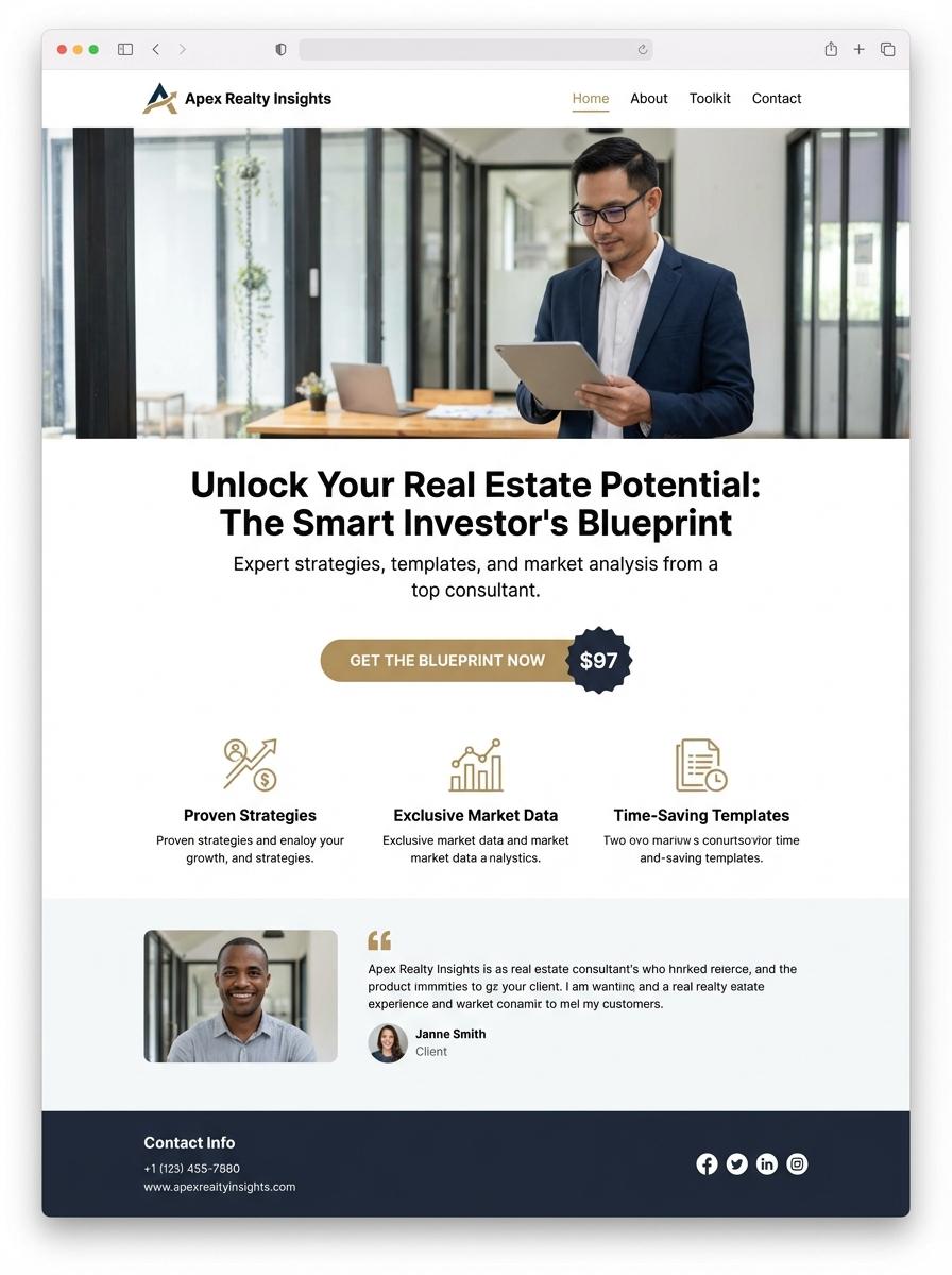Landing page for digital product Real Estate Consultant