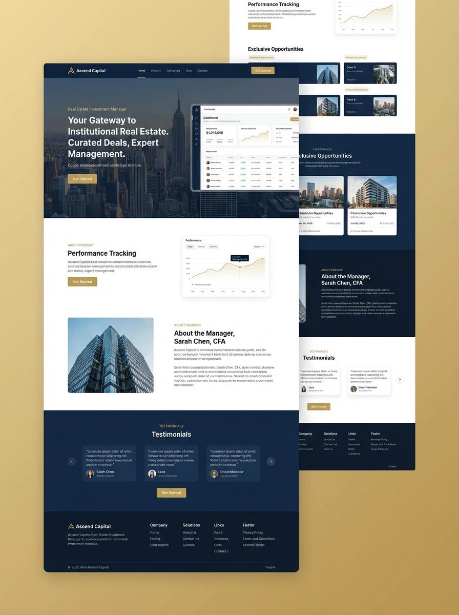 Landing page for digital product Real Estate Investment Manager