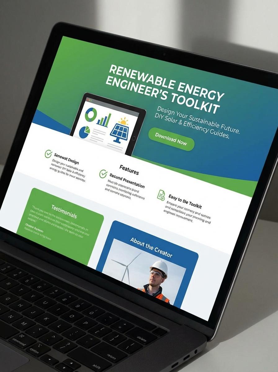 Landing page for digital product Renewable energy engineer