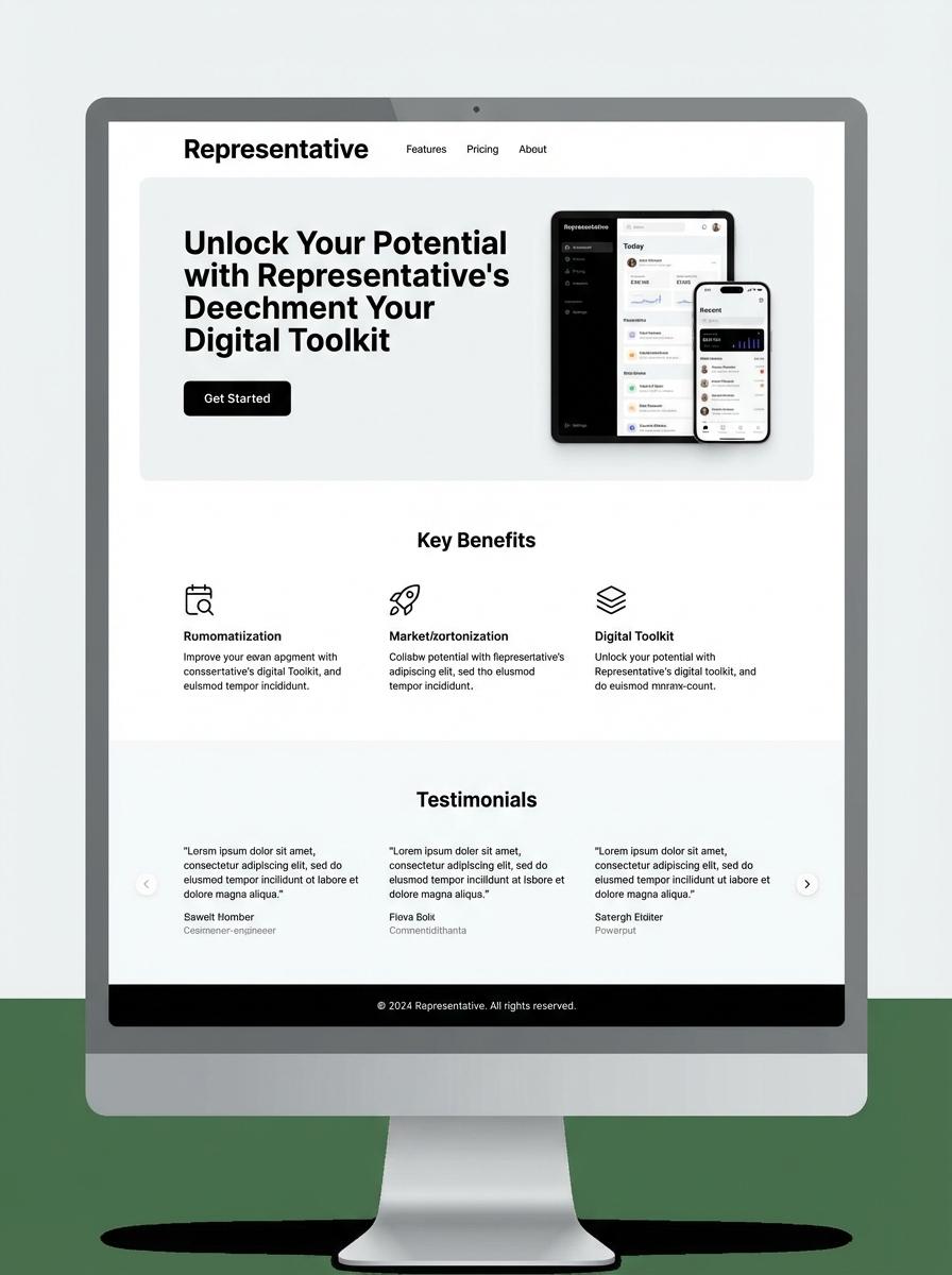 Landing page for digital product Representative