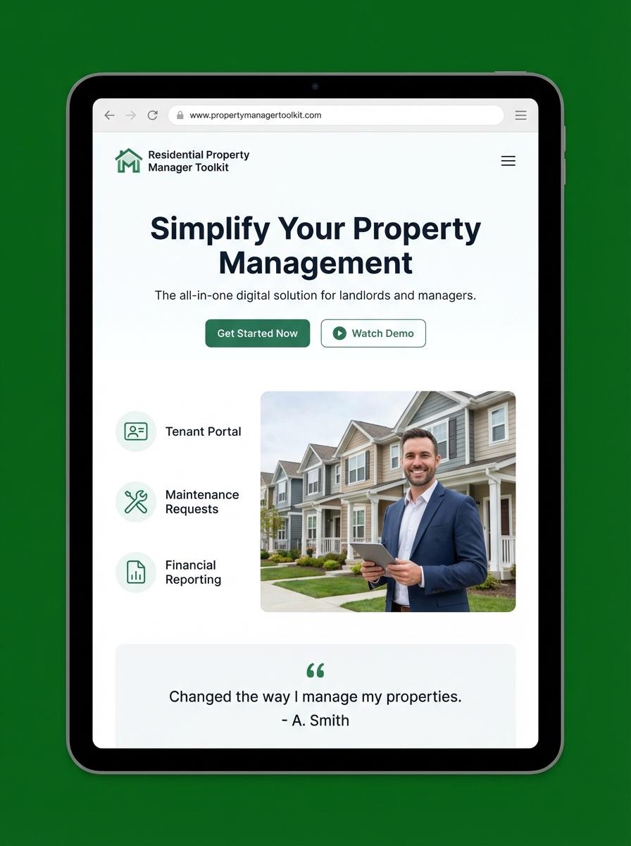 Landing page for digital product Residential Property Manager