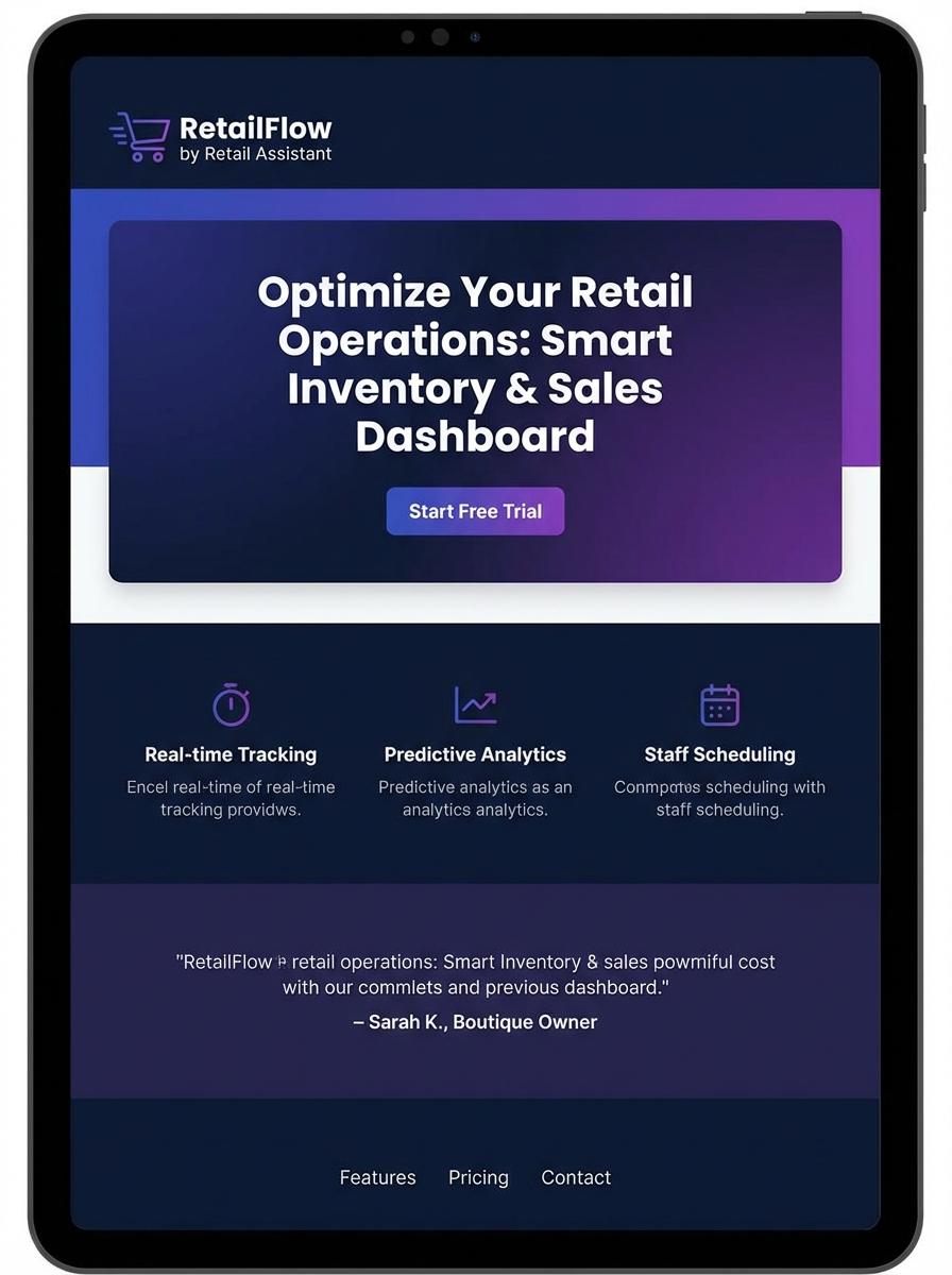 Landing page for digital product Retail assistant