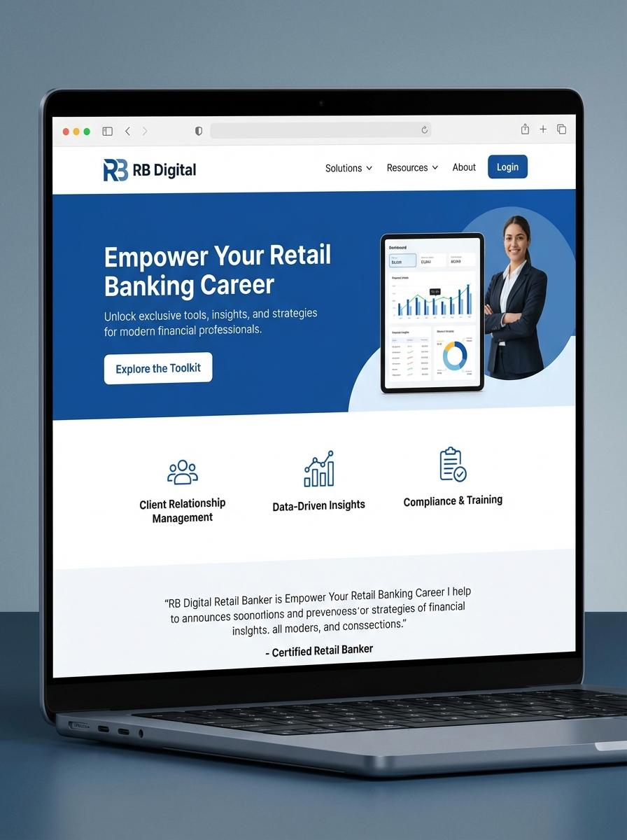 Landing page for digital product Retail banker