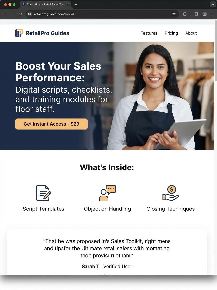 Landing page for digital product Retail Salesperson
