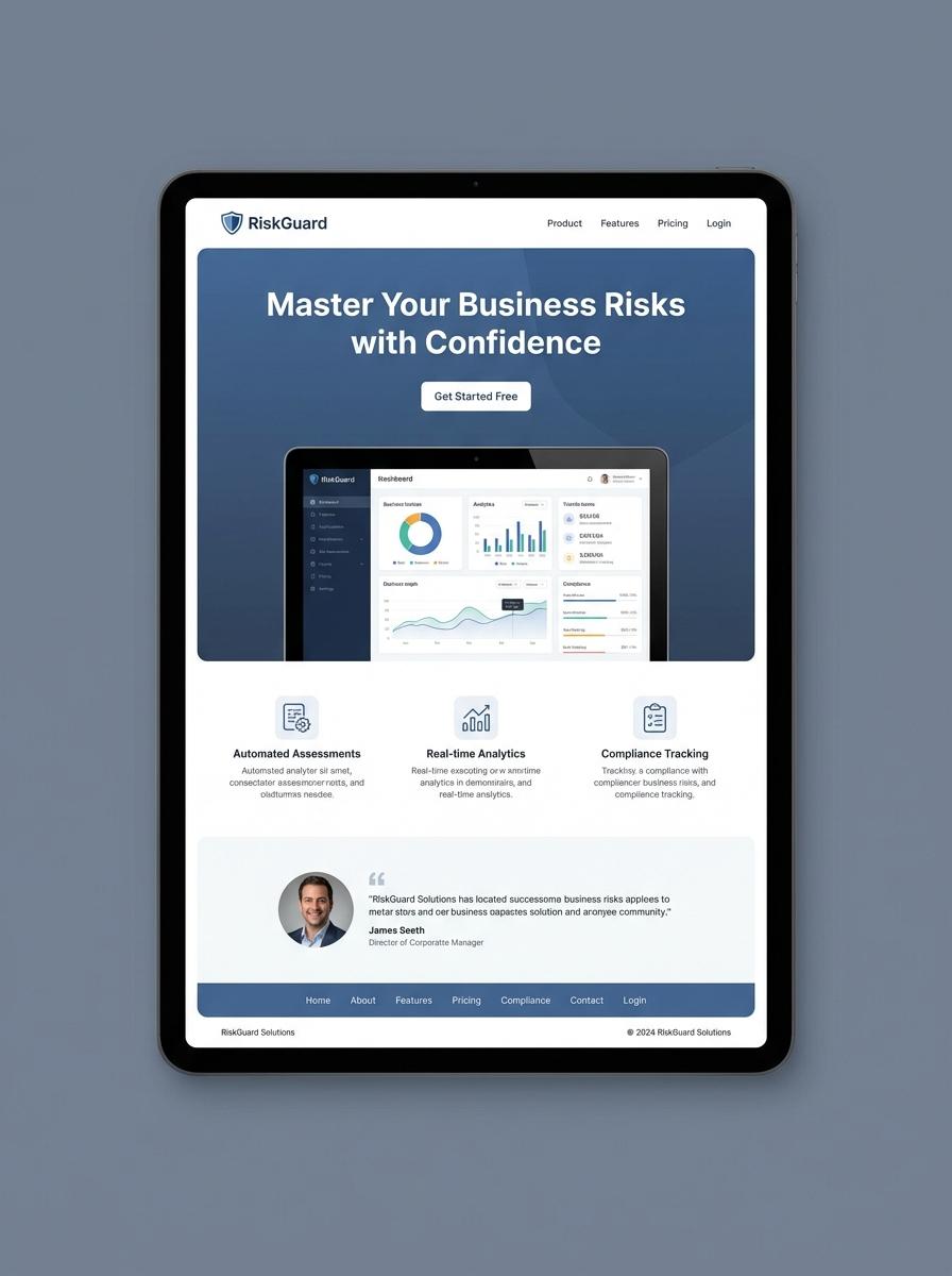 Landing page for digital product Risk manager