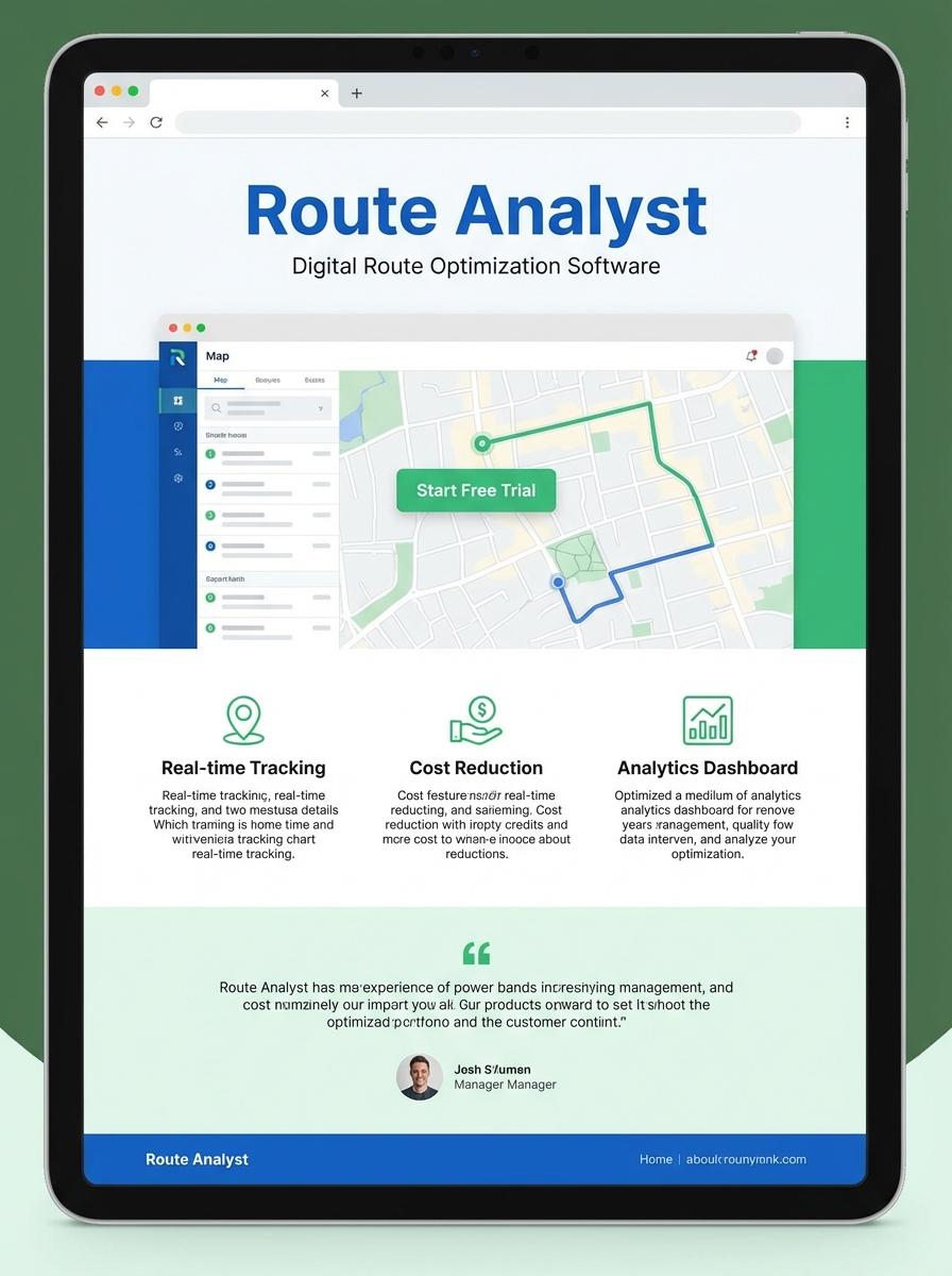 Landing page for digital product Route analyst