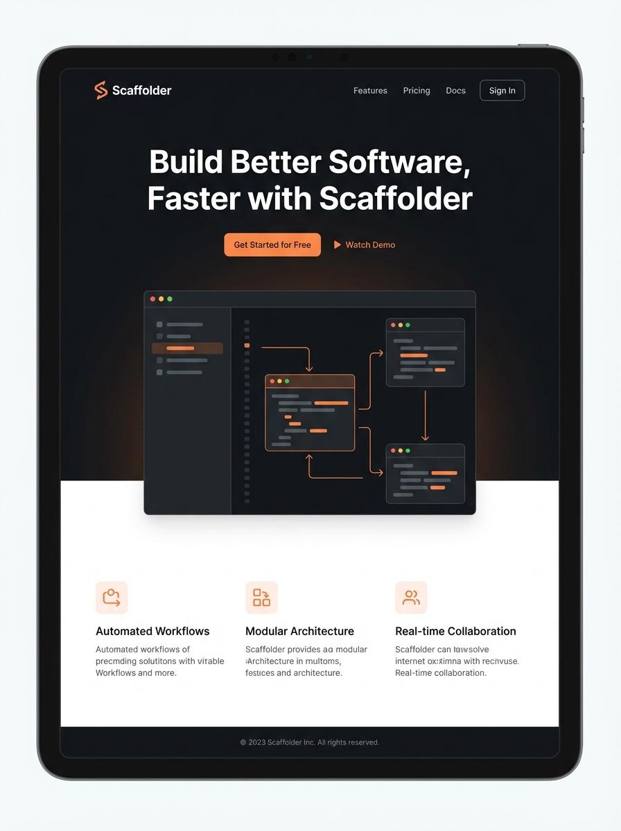 Landing page for digital product Scaffolder
