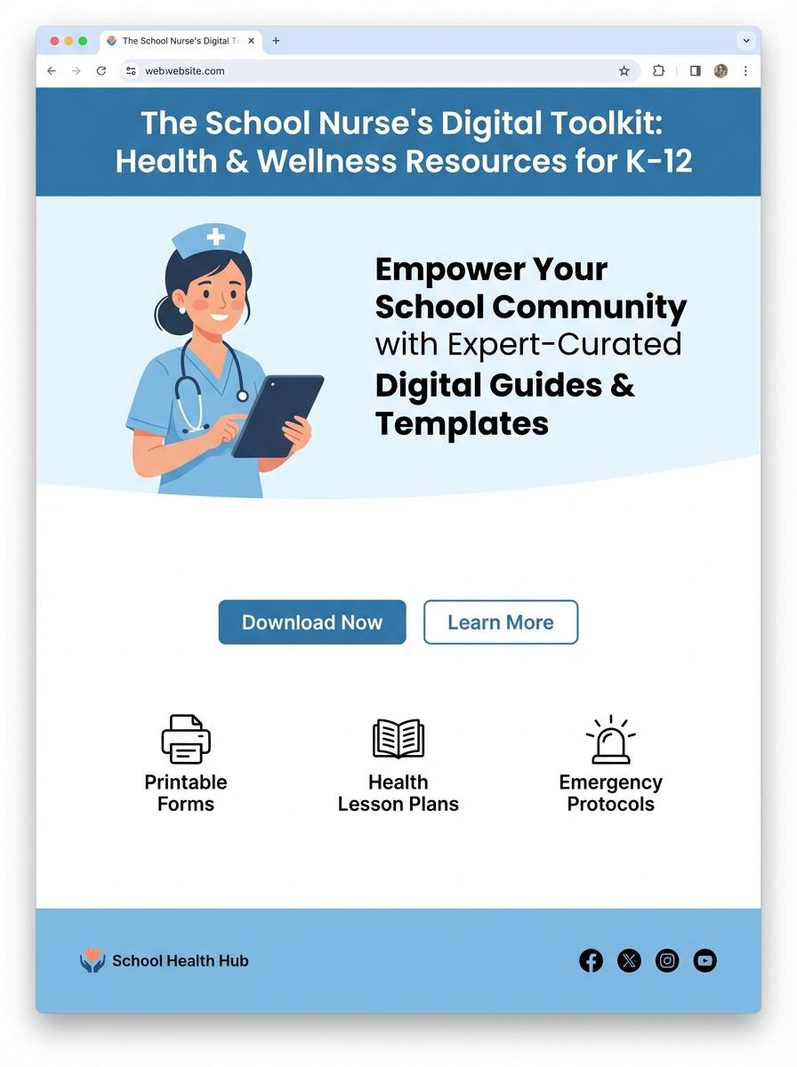 Landing page for digital product School nurse