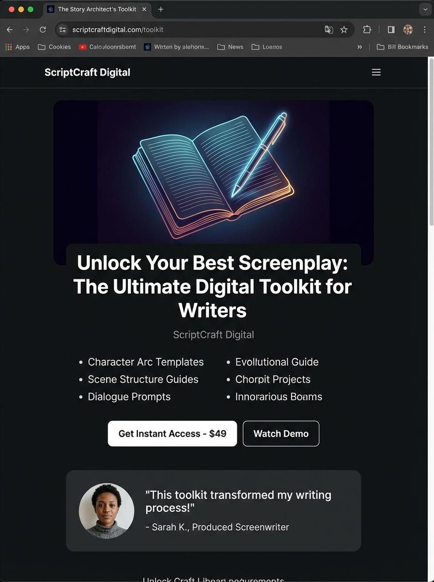 Landing page for digital product scriptwriter