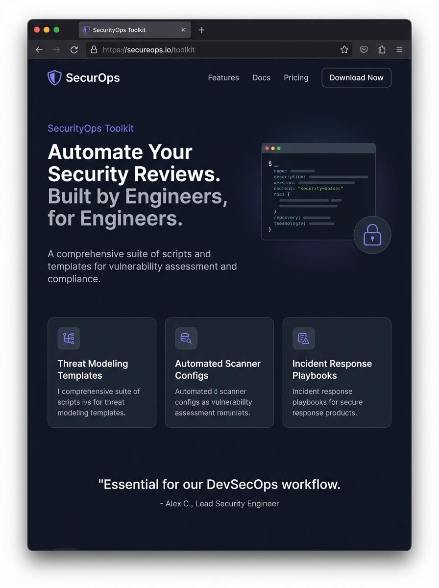 Landing page for digital product Security engineer