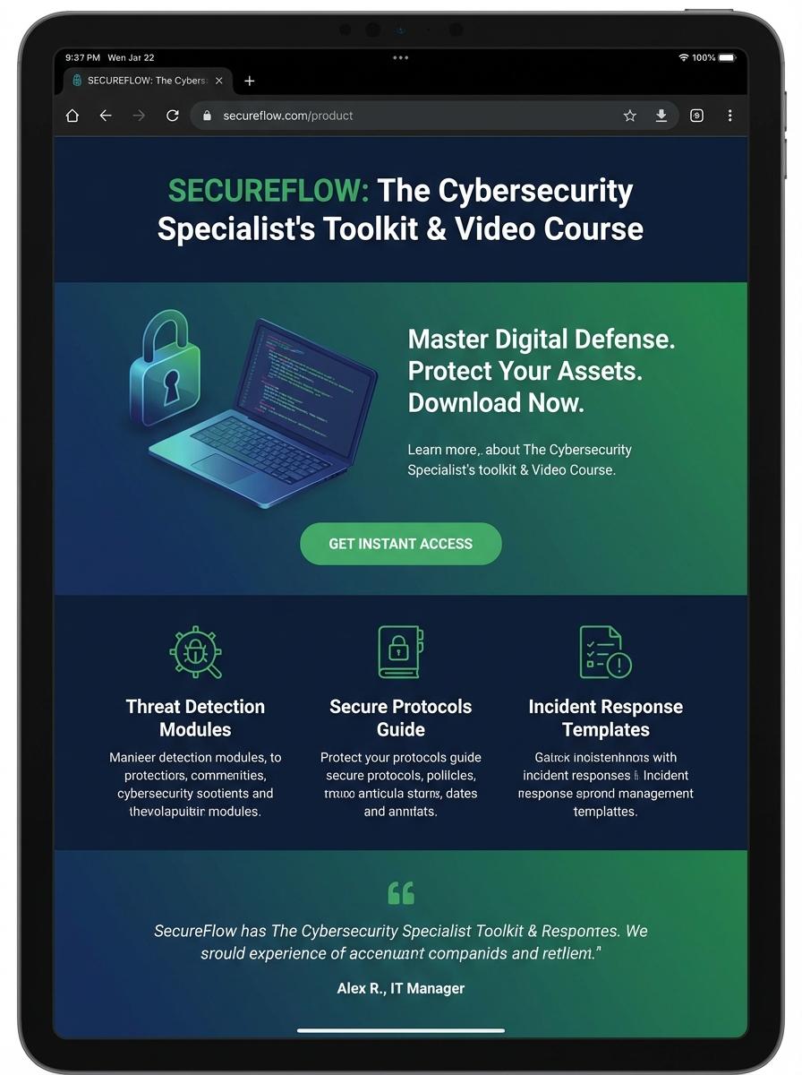 Landing page for digital product Security specialist