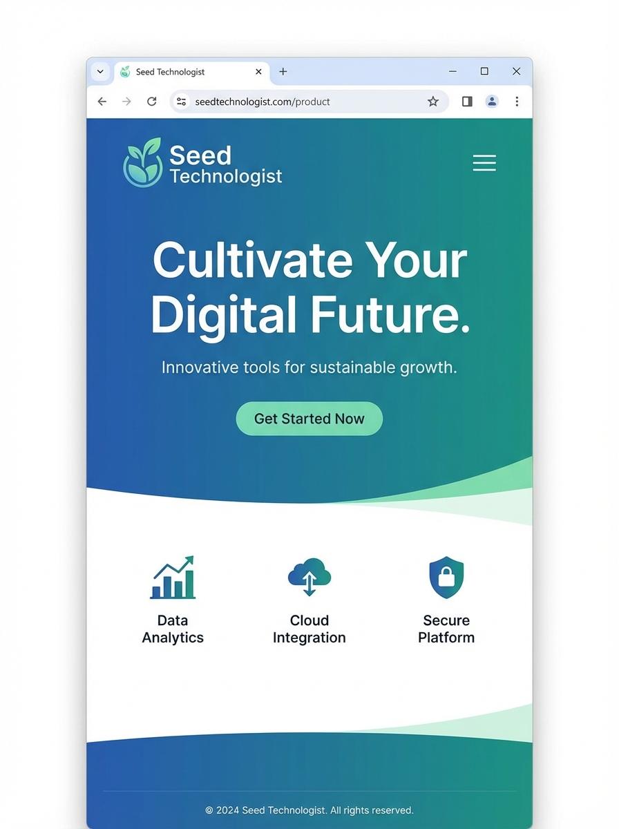 Landing page for digital product Seed technologist