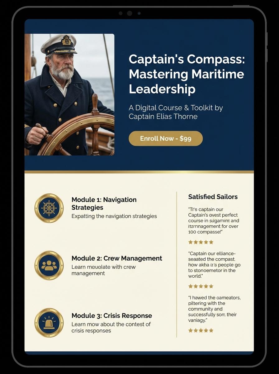 Landing page for digital product Ship captain
