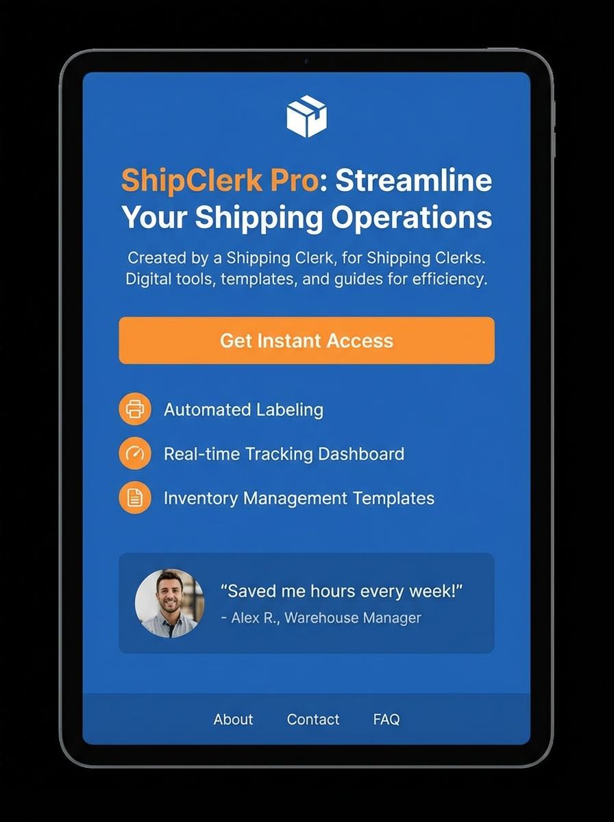 Landing page for digital product Shipping clerk