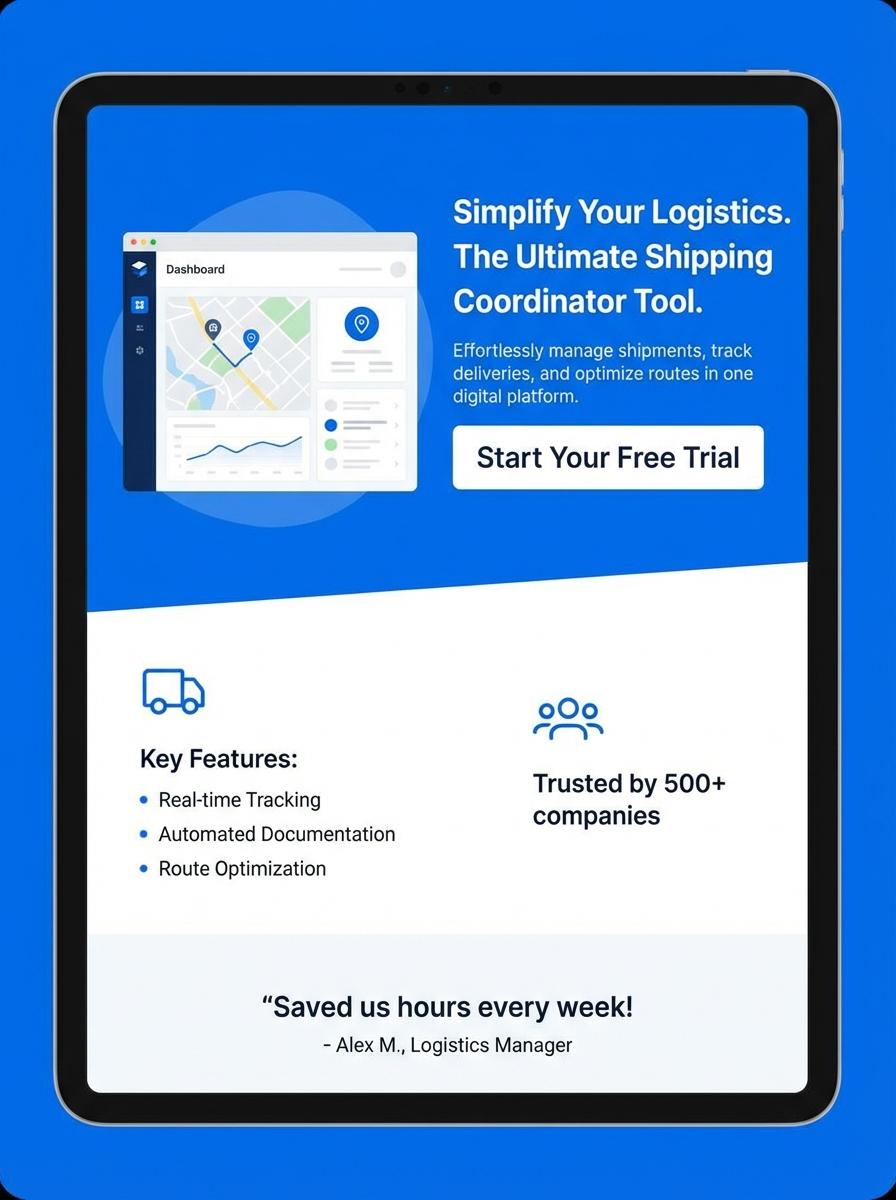 Landing page for digital product Shipping coordinator