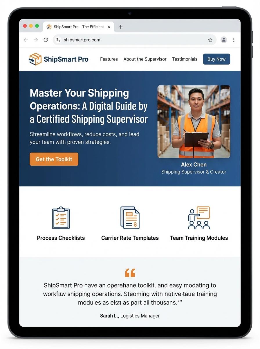 Landing page for digital product Shipping supervisor